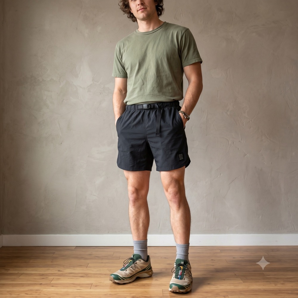 Topo Designs Mens River Shorts Large Black Adjustable Belt Gorpcore Outdoor